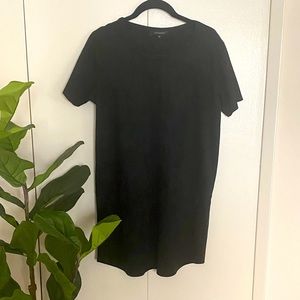 Olivaceous Black Suede Polyester T-Shirt Dress Size Medium